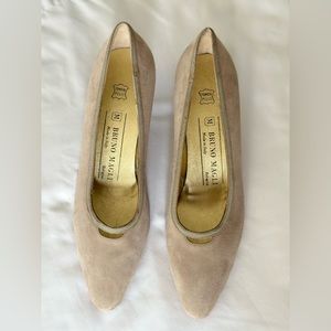 Gray Suede Low Heel Shoes By Bruno Magli